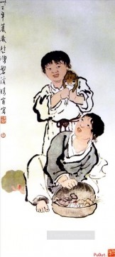 Xu Beihong niños viejos chinos Pinturas al óleo